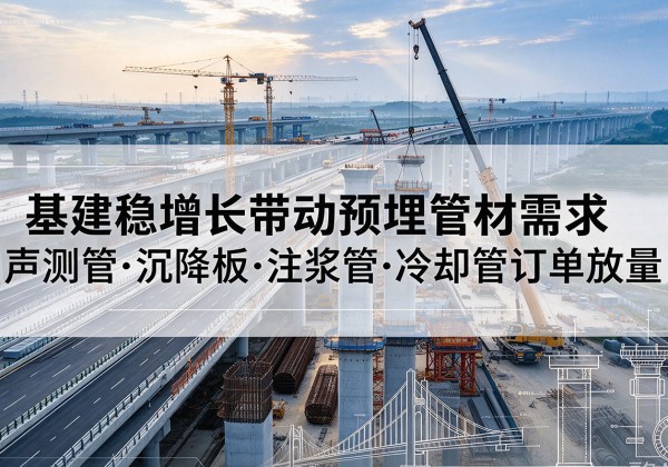 巴音郭楞基建稳增长带动预埋监测管材需求，声测管、沉降板、注浆管订单持续放量